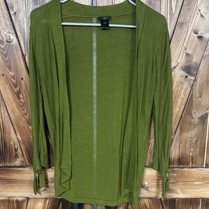 Ann Taylor Green Open-Front Cardigan